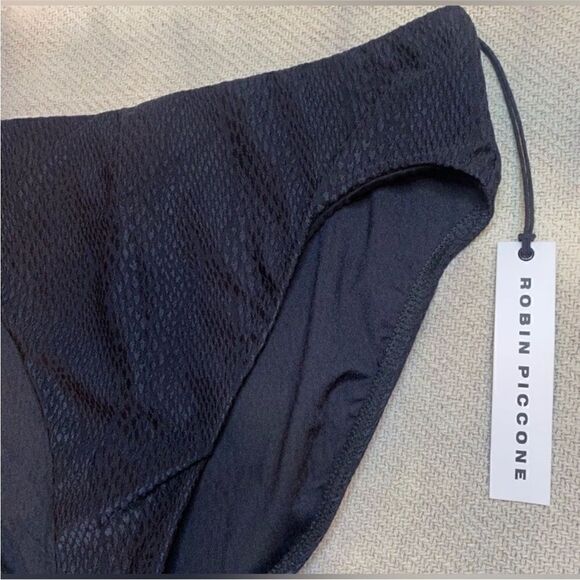 Robin Piccone NWT High Waist Textured Bikini Bottom in Black Size XS - Picture 6 of 8